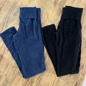 Mopas small set of 2 leggings blue and black full length women’s pants bottoms